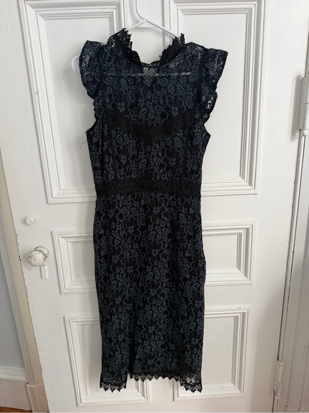 Zara Dark Green and Black Lace Sheath Dress - Classic Elegant Style